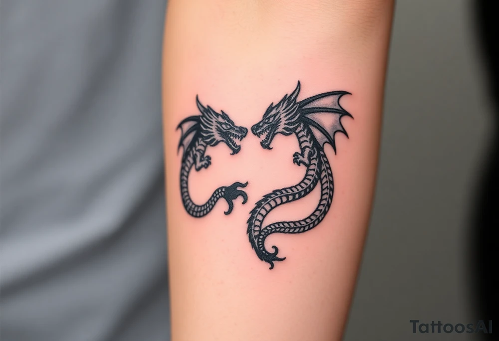 2 dragons symbolizing inner conflict tattoo idea