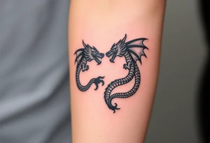 2 dragons symbolizing inner conflict tattoo idea