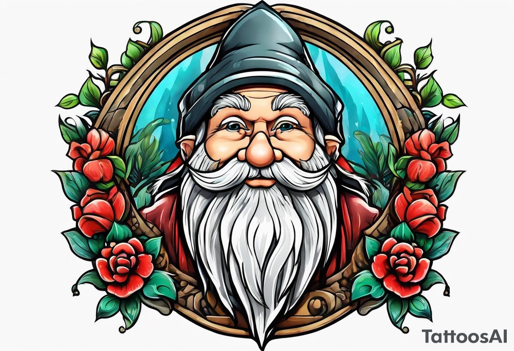 Strong old yard gnome tattoo idea