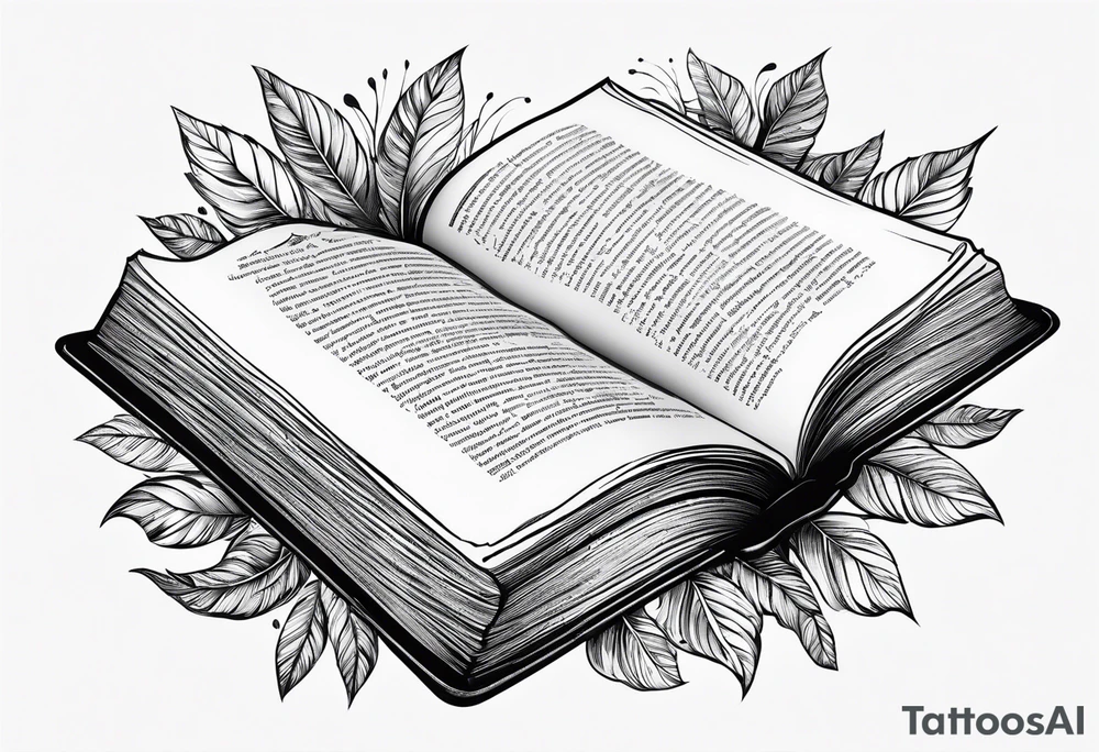 A blank open book with pages falling tattoo idea A blank open book with pages falling tattoo idea