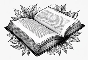 A blank open book with pages falling tattoo idea