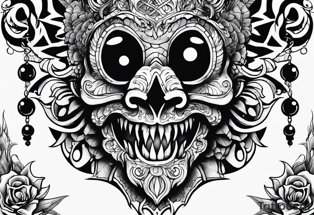 Beautiful Eldridge horror creature thigh tattoo tattoo idea