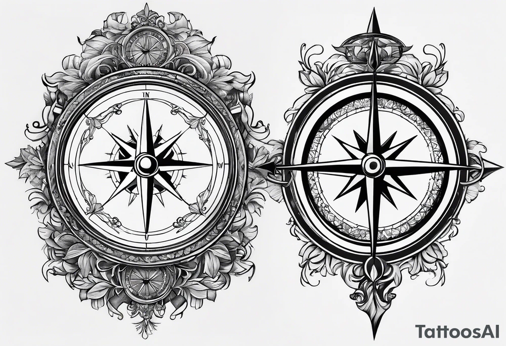 north south compass tattoo idea