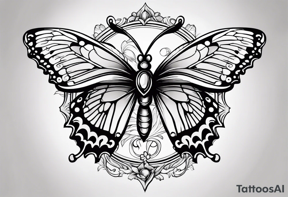 The initials R and S with a small butterfly on the S tattoo idea