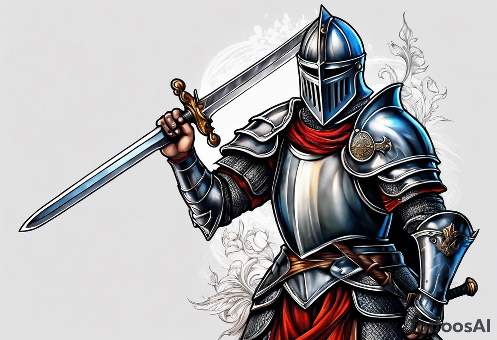 knight with sword tattoo idea