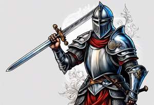 knight with sword tattoo idea