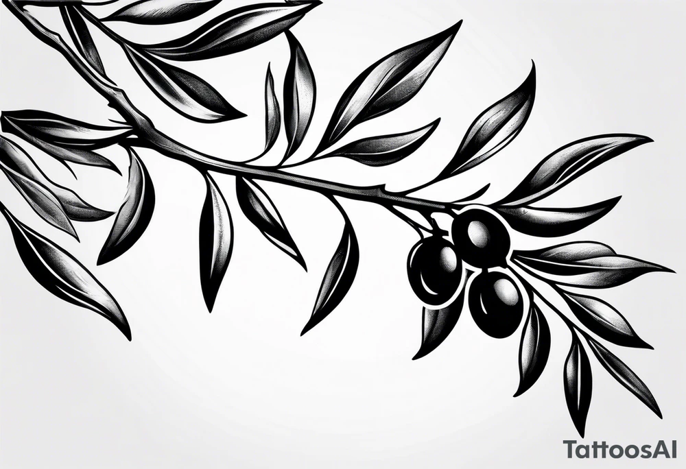 An olive branch that fades into a thornvine tattoo idea