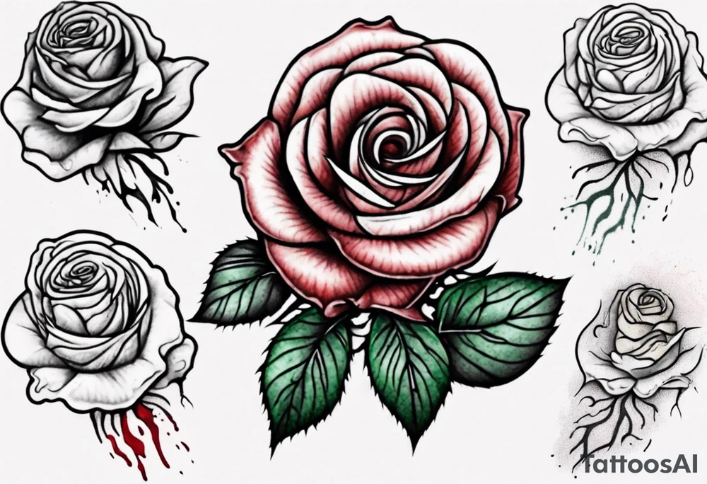 simple bleeding rose, fine line tattoo idea