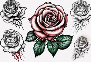 simple bleeding rose, fine line tattoo idea