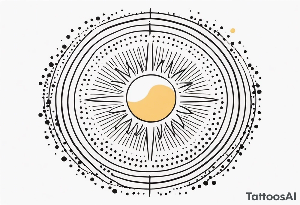 simple sun made of black dots and circles tattoo idea