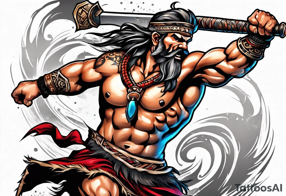 leaping barbarian tattoo idea