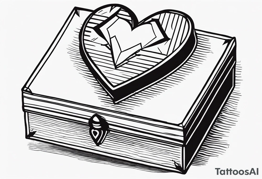 A simple vintage cigar box with a heart on it tattoo idea A simple vintage cigar box with a heart on it tattoo idea