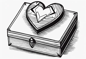 A simple vintage cigar box with a heart on it tattoo idea
