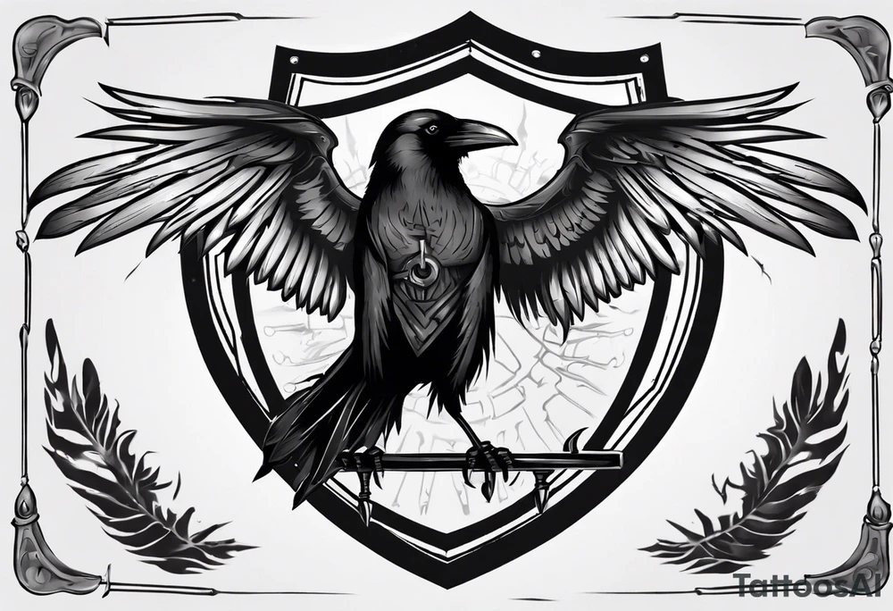 Raven on a shield tattoo idea