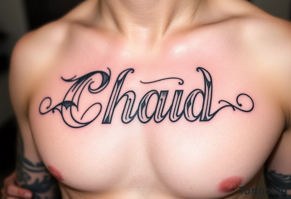 The name Chad tattoos left breast from a fenale tattoo idea