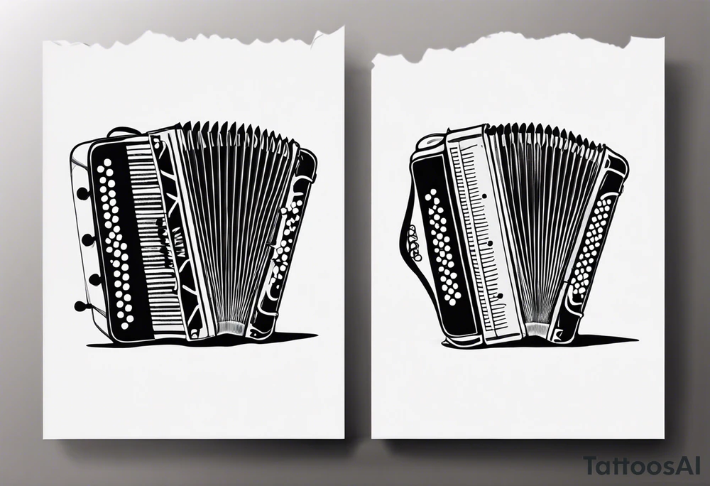 Accordion on a burn paper tattoo idea