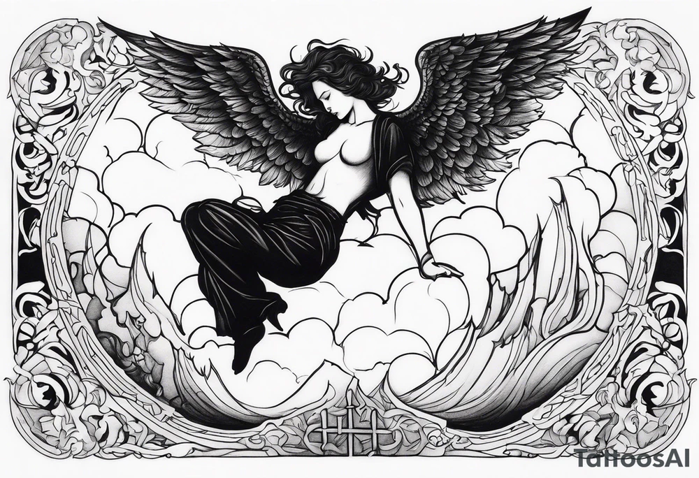 Fallen Angel falling to hell while god hold on to him tattoo idea Fallen Angel falling to hell while god hold on to him tattoo idea