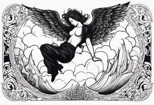 Fallen Angel falling to hell while god hold on to him tattoo idea
