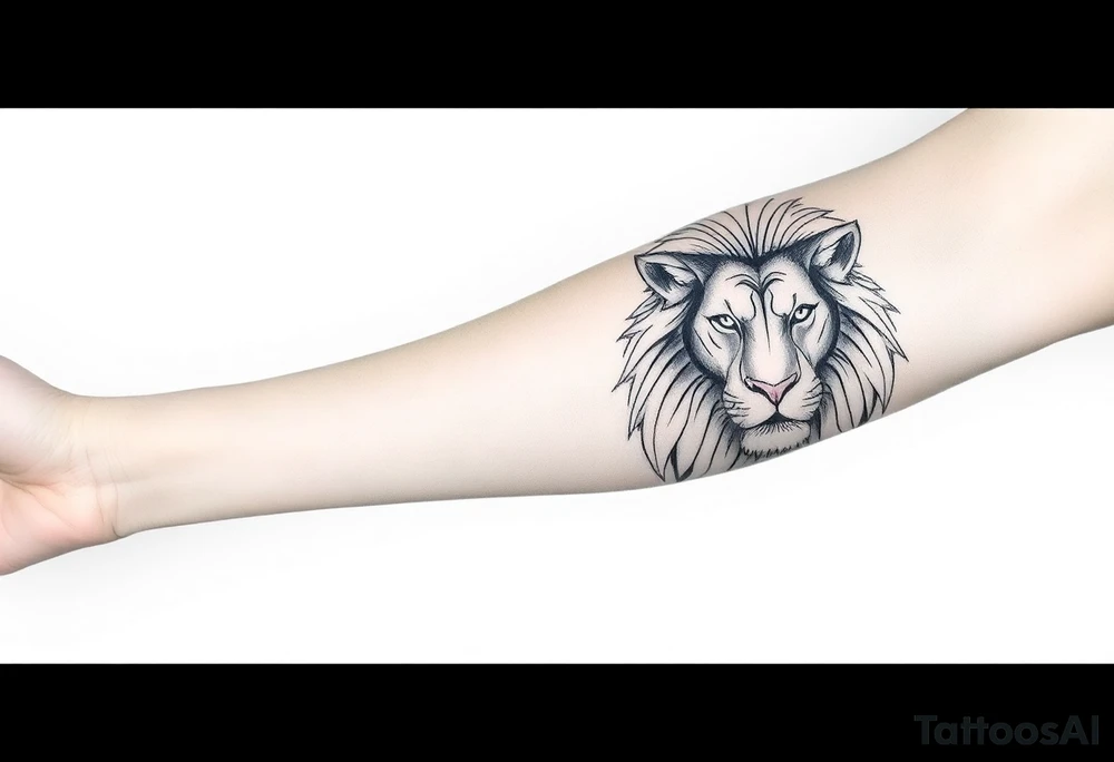Forearm sleeve tattoo with lion tattoo idea