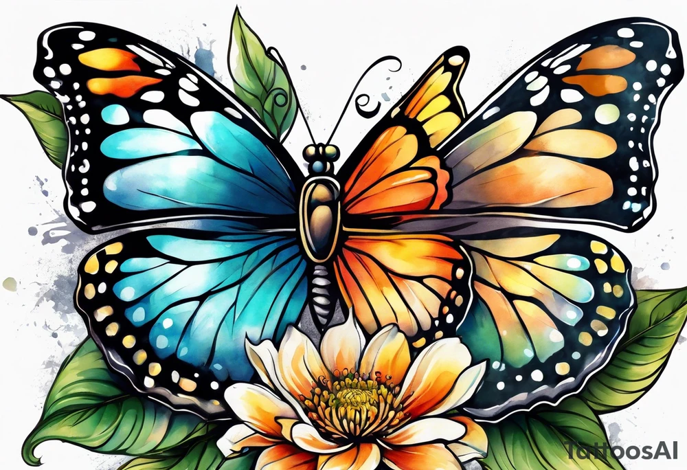 Butterfly on a flower tattoo idea