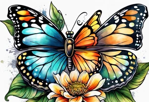 Butterfly on a flower tattoo idea