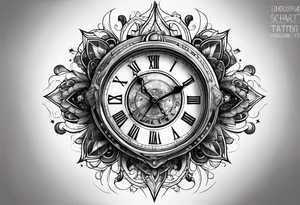 A clock in the cosmos tattoo idea
