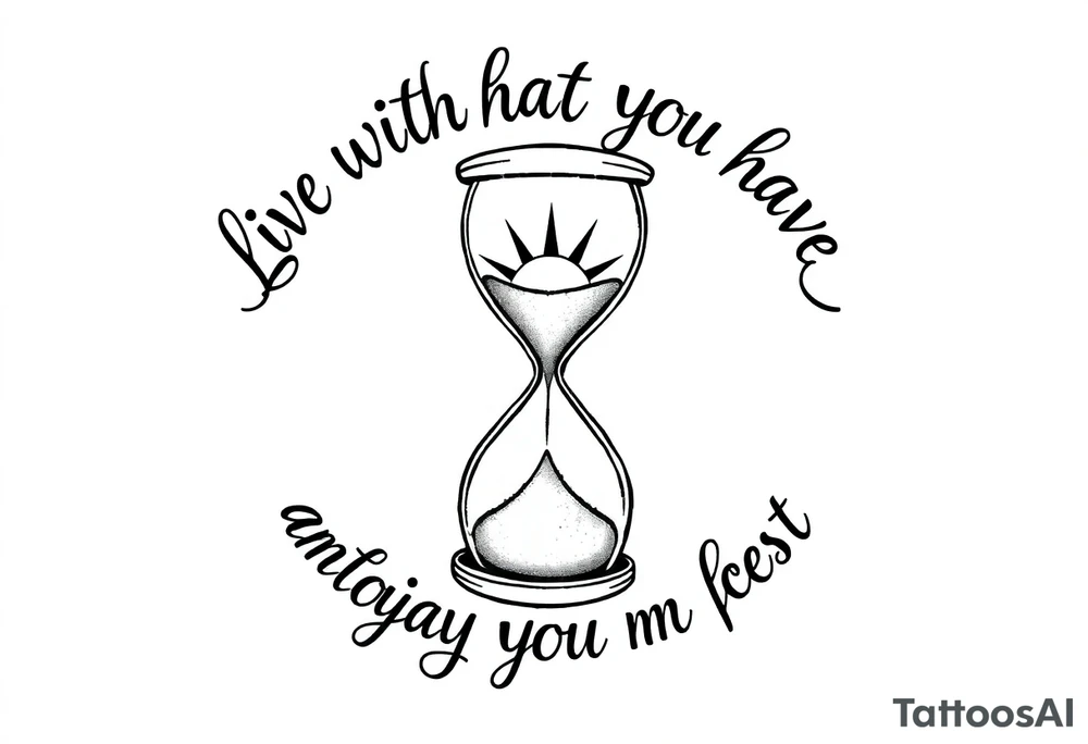 live with what you have and enjoy it to the fullest, hourglass, sun shines down tattoo idea