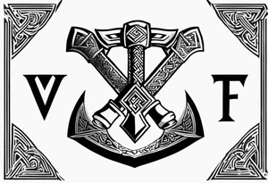 Valhalla  sword shield axe Valknut fog tattoo idea