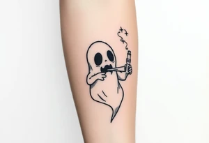 Cute ghost smoking a bong tattoo idea