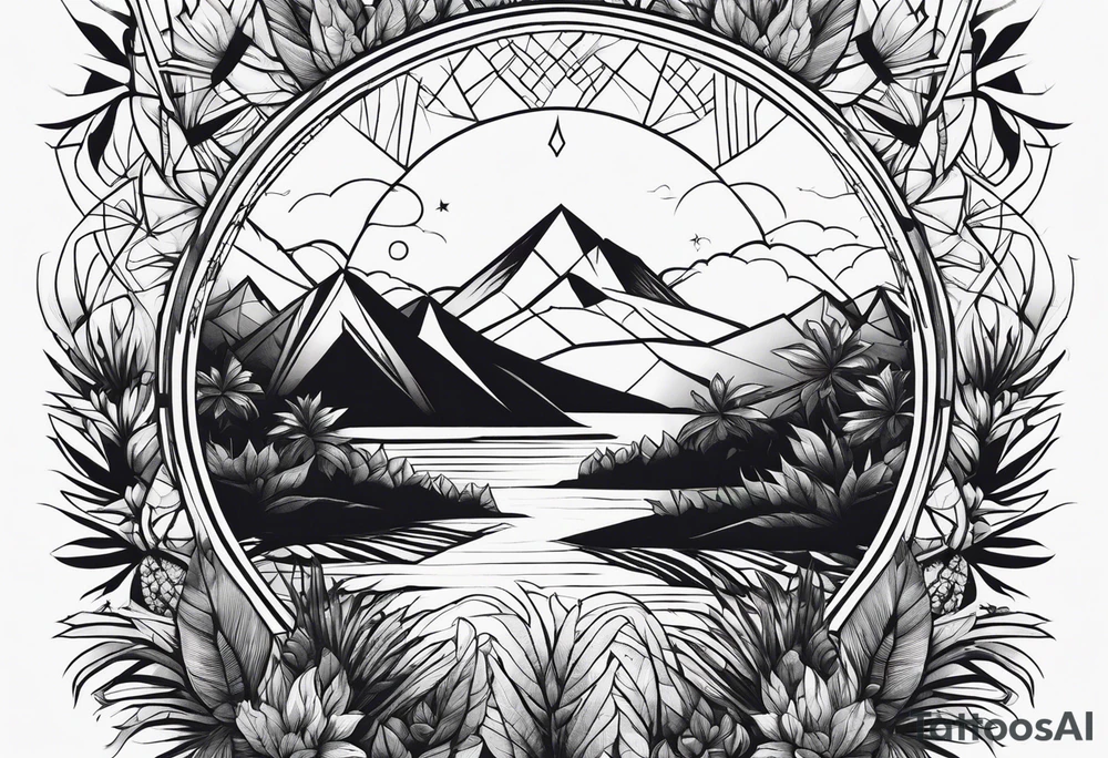 geometric dense vegetation tattoo idea