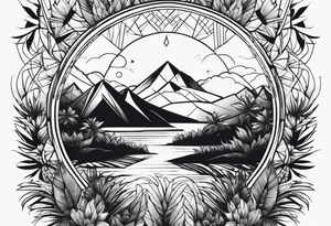 geometric dense vegetation tattoo idea