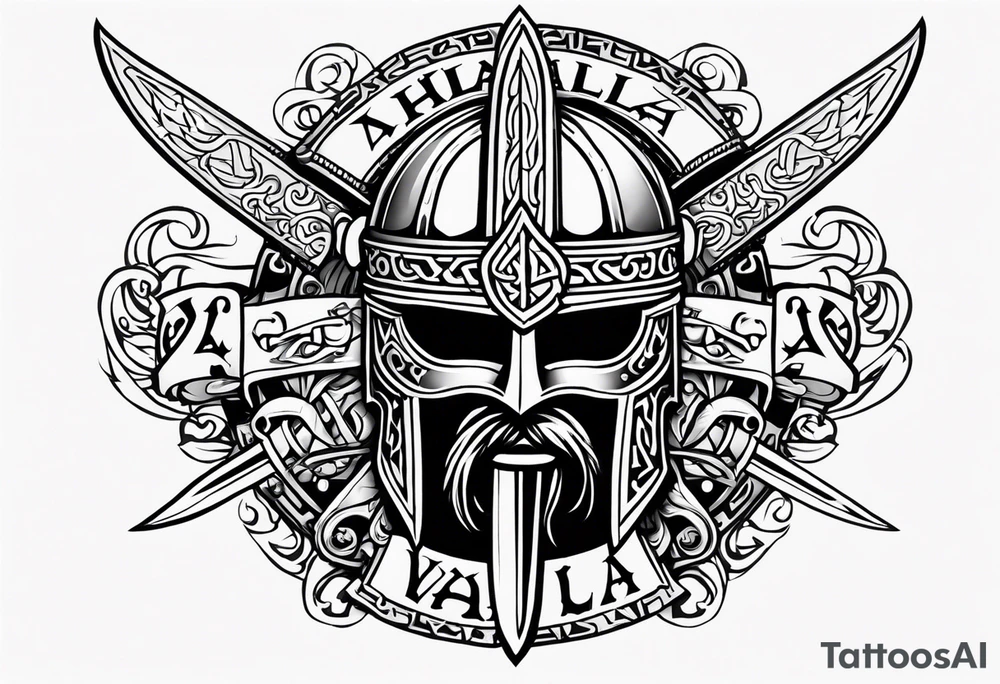 Valhalla viking helmet 
Sword tattoo idea