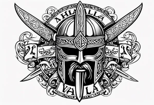 Valhalla viking helmet 
Sword tattoo idea
