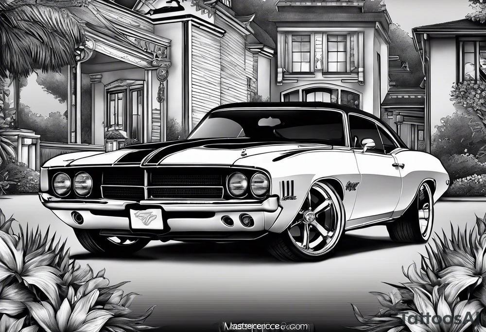 I want the tattoo to be dedicated to classic old school
Muscle cars tattoo idea