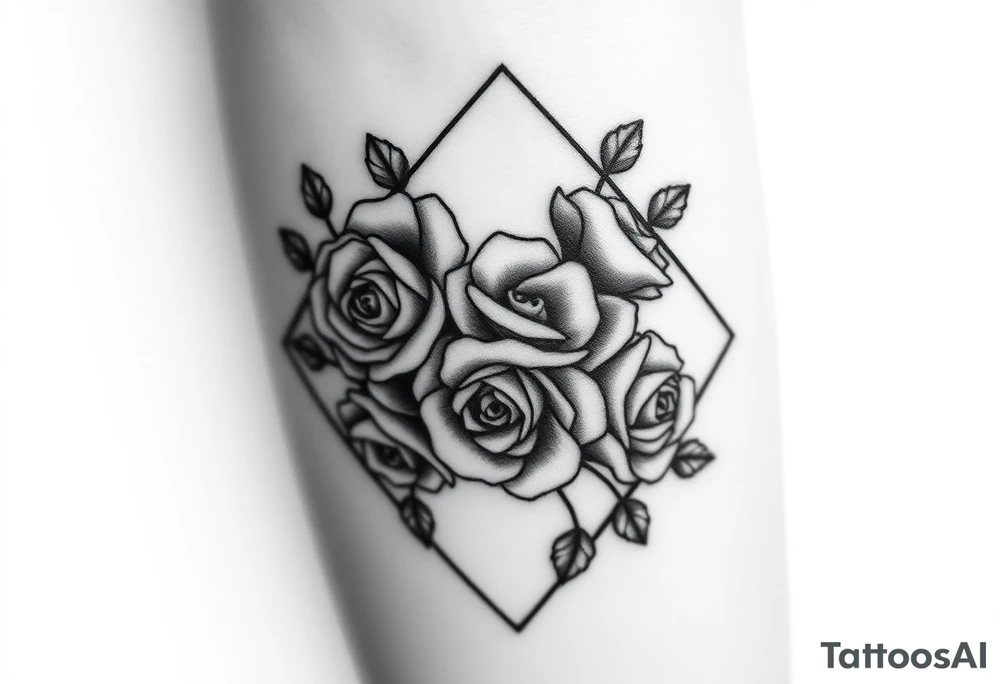 Small Roses filling up the inside of an lateral diamond shape tattoo idea