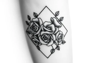 Small Roses filling up the inside of an lateral diamond shape tattoo idea