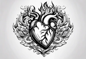 real heart on fire tattoo idea