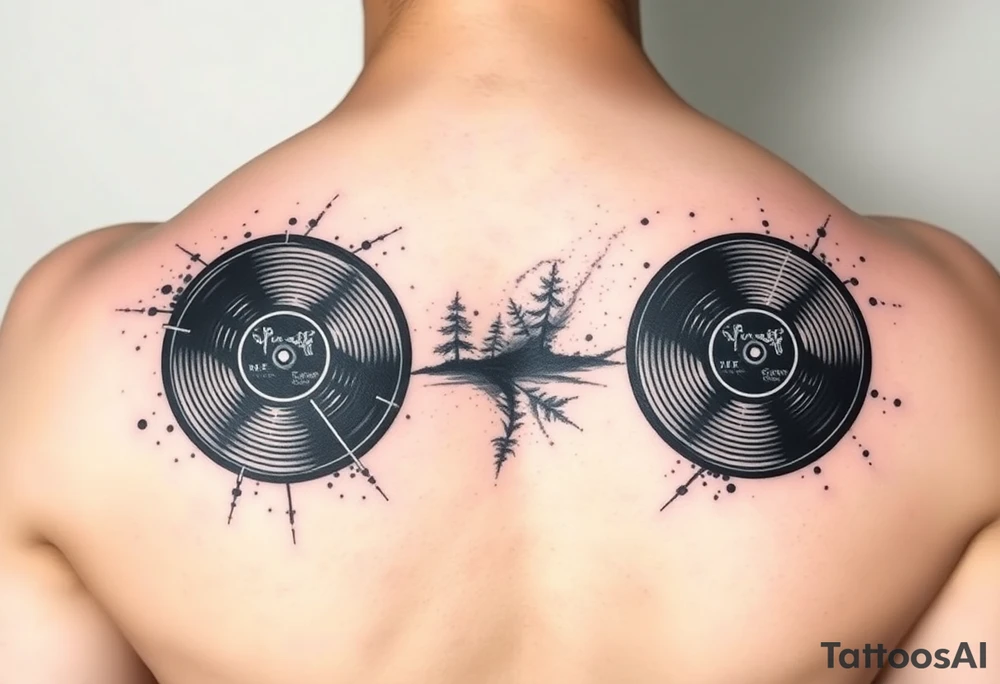 vinyl records with water color tattoo idea