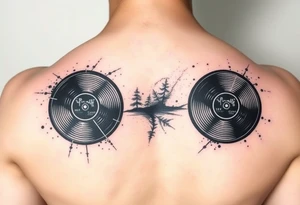 vinyl records with water color tattoo idea