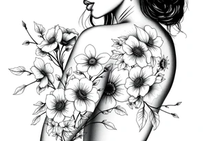 Black woman, flowers, survival, blessed tattoo idea