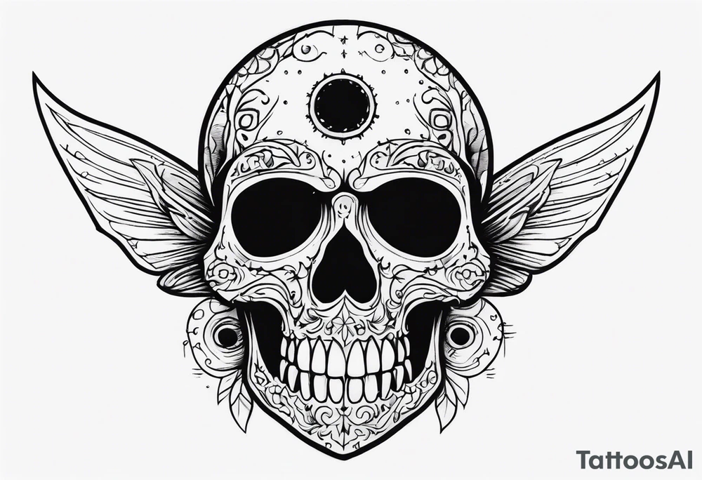 small dark skull with bullet hole eyes tattoo idea
