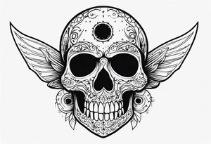 small dark skull with bullet hole eyes tattoo idea