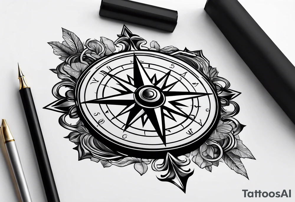 3D Compass tattoo idea