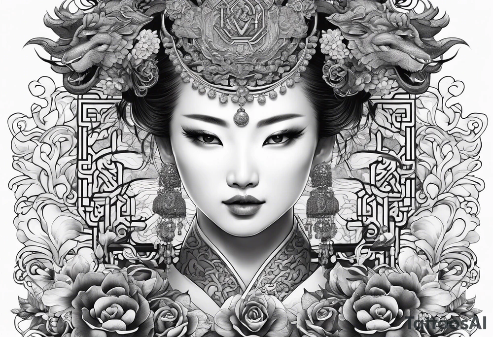 Chinese wall, realistic art,Chinese tattoo idea
