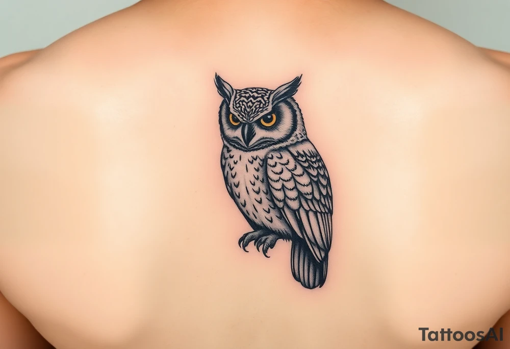 ovo drake owl with time stamp 5:55 behind it like a shadow top to bottom on calf tattoo idea
