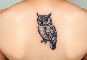 ovo drake owl with time stamp 5:55 behind it like a shadow top to bottom on calf tattoo idea