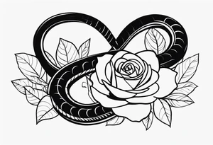 Cobra pintada de preto com rosas brancas nela mesma tattoo idea