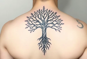 hiv positive mystical tree of life with cosmic roots and celestial branches tattoo idea