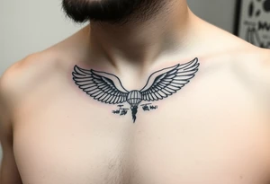 tattoo only  n the left side of the chest, paratrooper wings in the clouds with helicopters and paratroopers tattoo idea