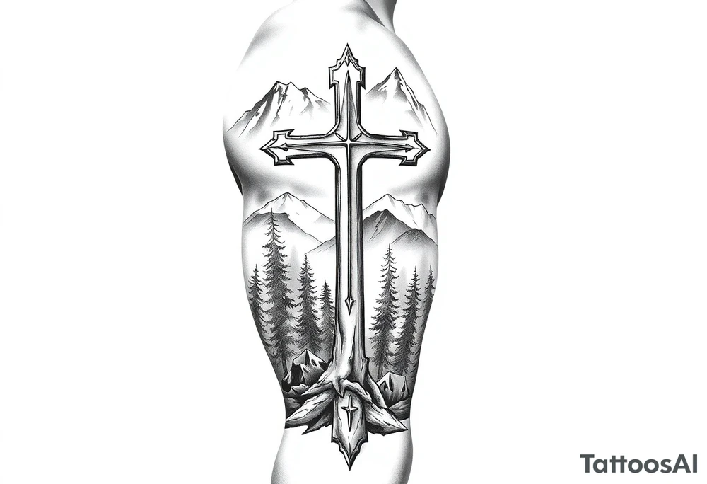 russian orthodox cross in a light forrest mountainous setting tattoo idea russian orthodox cross in a light forrest mountainous setting tattoo idea